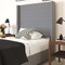 Merrick Lane Bramlett Modern Platform Bed - Gray Faux Linen - Queen - Padded Wingback Headboard - 6" Floor Clearance - Wood Support Slats - No Box Spring Needed